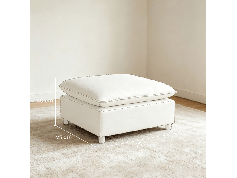  Pouf tcqpz carré 75 x 75 x 40 cm repose-pieds et assise d’appoint gris  - Conforama C