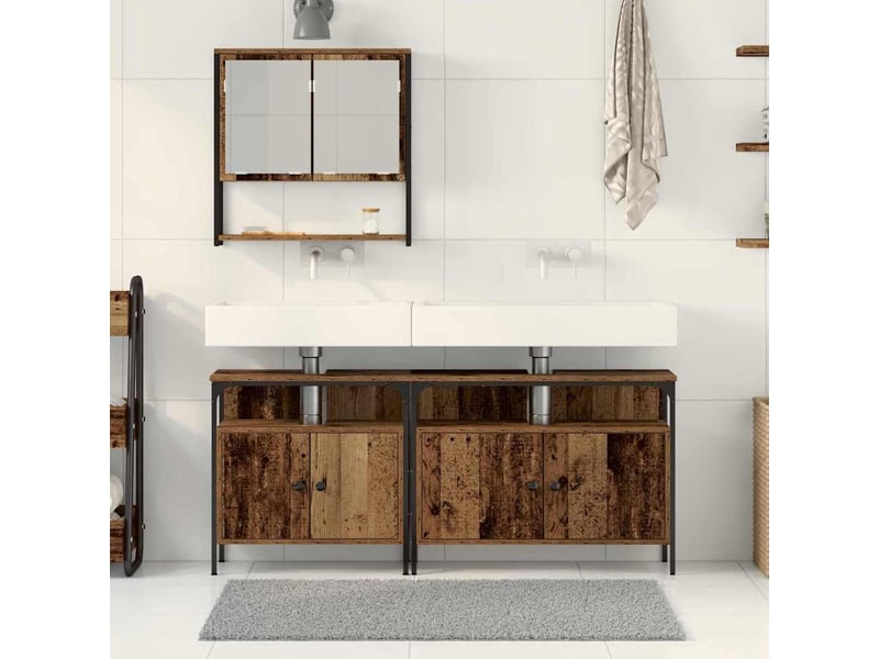  Ensemble de mobilier de salle de bain 3 pièces marron cf64477  - Conforama D