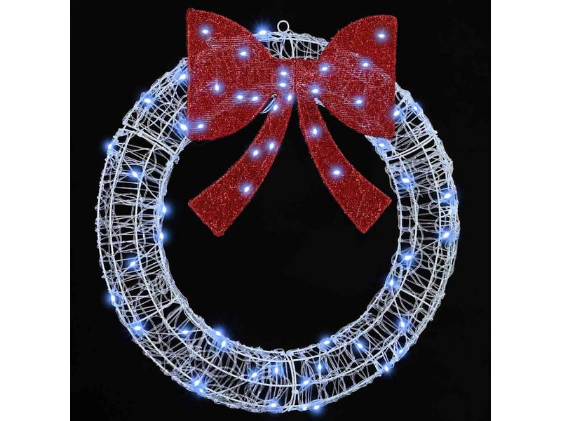  Couronne de noël, décoration de noël 60 led blanc froid 76 x 76 x 8,5 cm acrylique cf61757  - Conforama D