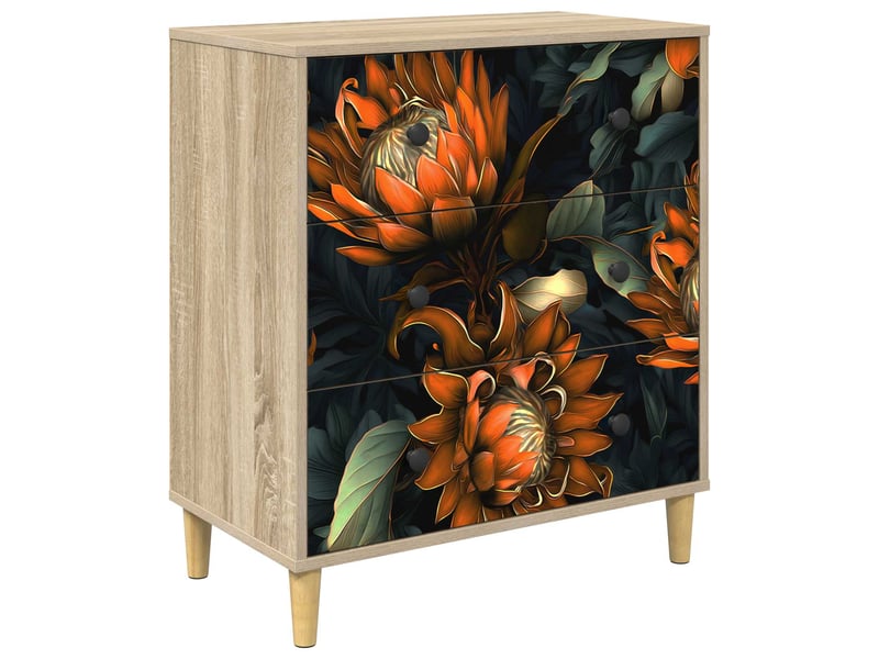  Commode chambre, meuble de rangement lochem impression orange 66 x 36,5 x 75 cm sonoma  - Conforama A