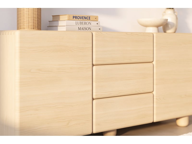 Calanque - buffet 3 tiroirs 160 cm mélaminé chêne clair  - Conforama E