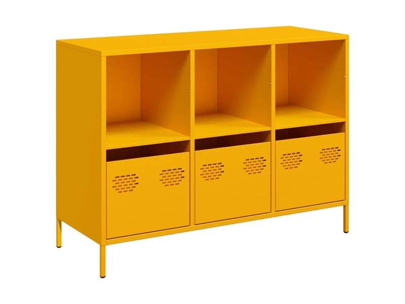  Buffet - bahut - meuble de rangement jaune moutarde 101,5x39x73,5 cm acier laminé à froid  - Conforama A