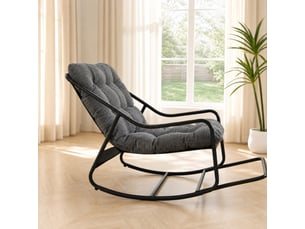 Fauteuil à bascule extérieur,75x116x82 cm,avec coussin réglable,acier,noir et gris