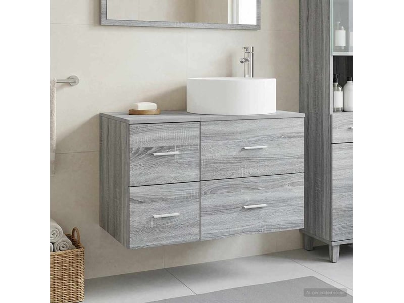 Ensemble de mobilier de salle de bain 2 pc sonoma gris cf64190 - Conforama B