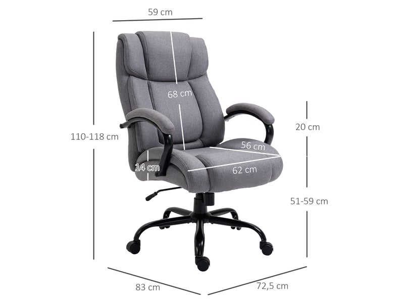  Chaise de bureau ergonomique,72,5x83x110-118 cm,avec roulettes,gris clair  - Conforama C