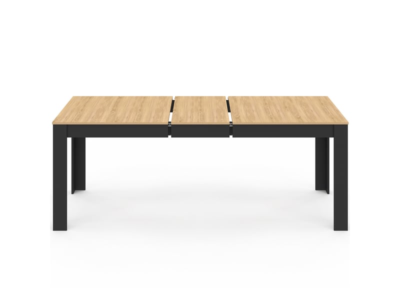 Table à manger rectangle rozy 4-8 personnes noire plateau façon hêtre 160 - 200 cm - Conforama C