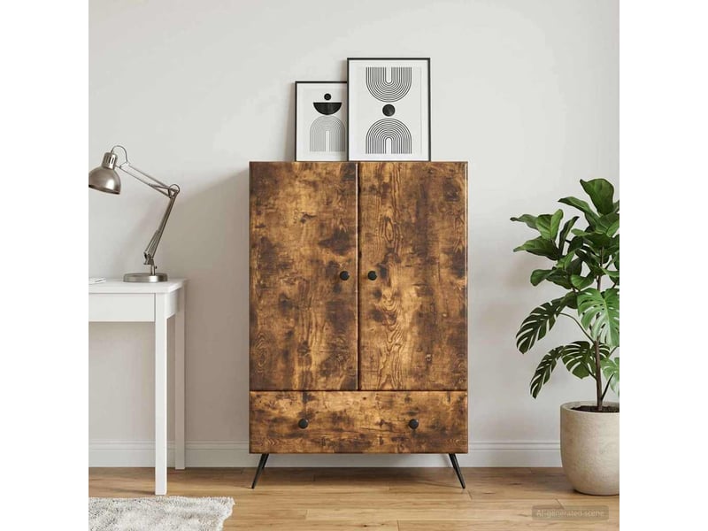  Buffet - bahut - meuble de rangement chêne fumé 66 x 34,5 x 95 cm bois d'ingénierie  - Conforama C