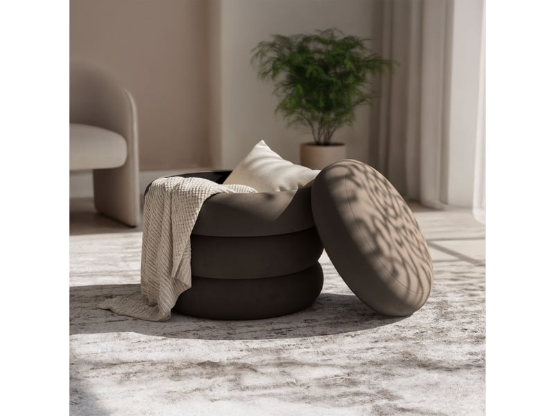  Tabouret en velours avec rangement 42 cm snuggo marron SNUGGO - Conforama D
