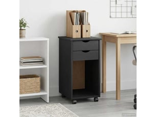 Caisson roulant de bureau, meuble de rangement 34 x 39 x 65,5 cm pin massif gris