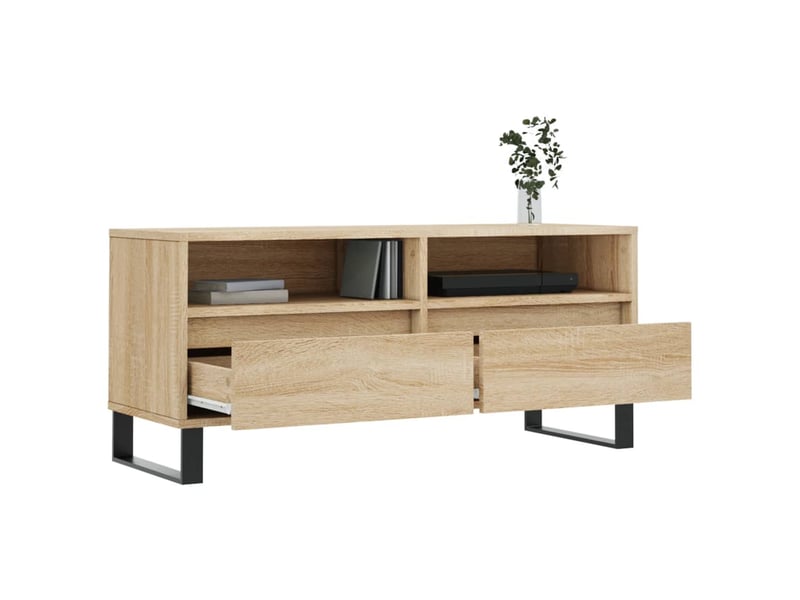  Meuble tv - banc tv - meuble de rangement chêne sonoma 100x34,5x44,5 cm bois d'ingénierie  - Conforama D