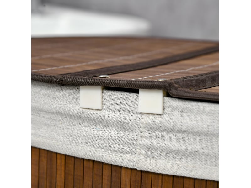  Panier à linge 100l 62,5x37x60,5 cm avec couvercle et 2 sacs marron  - Conforama C