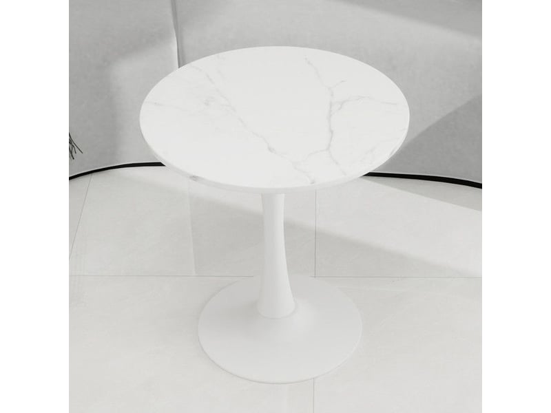  Table basse moderne - blanc - marbre artificiel - style milieu du siècle - polyvalente 70x70x72cm - Conforama B
