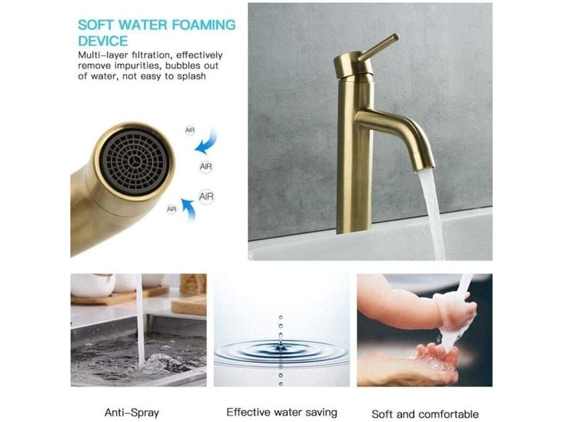  Robinet de lavabo haute couleur lavabo lavabo robinet d'eau chaude - doré  - Conforama D