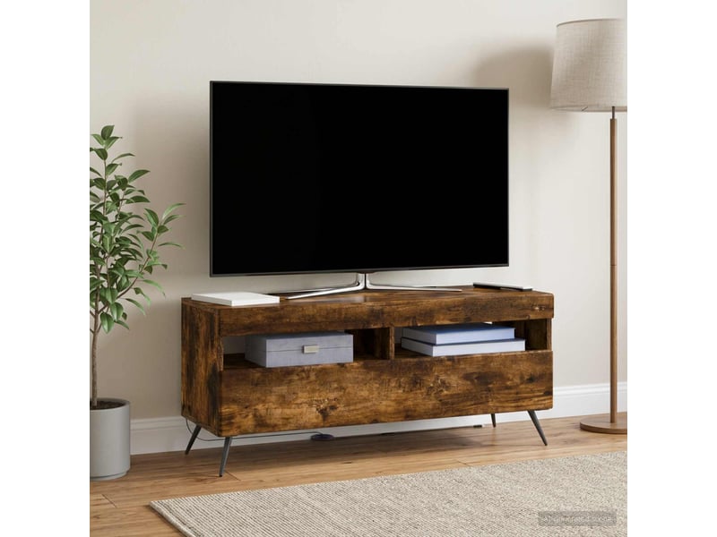  Meuble tv - banc tv - meuble de rangement led chêne fumé bois d'ingénierie  - Conforama D