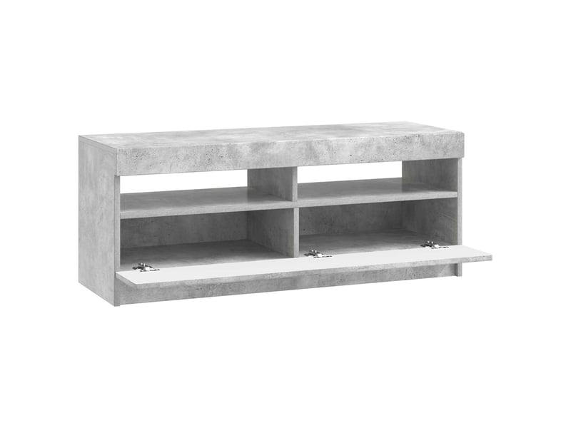 Meuble tv - banc tv - meuble de rangement led gris béton bois d'ingénierie - Conforama D