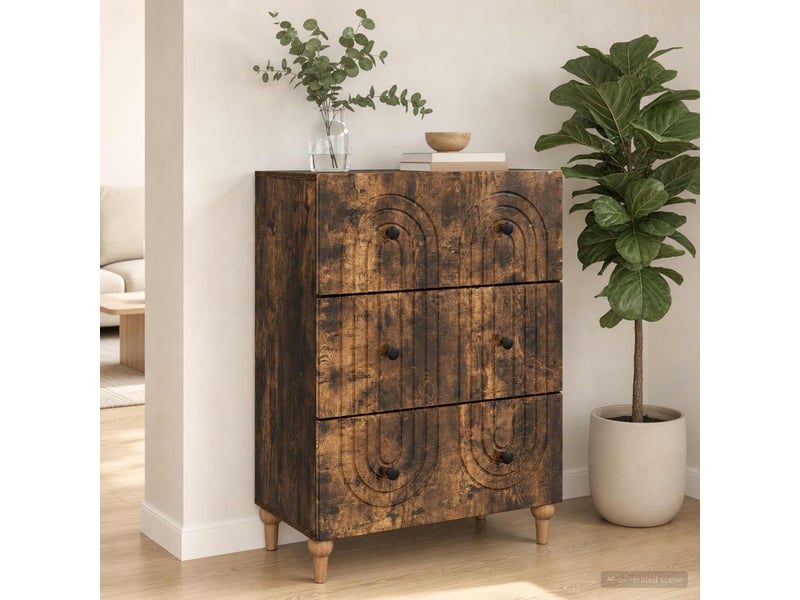  Armoire de rangement bureau, armoire à tiroirs chêne fumé 66 x 34,5 x 90 cm shl24  - Conforama D