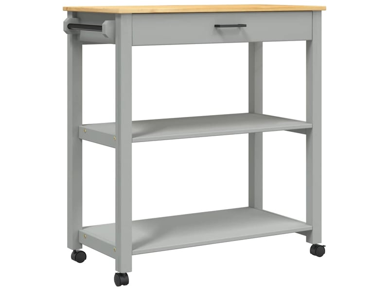  Desserte de cuisine, chariot de rangement 84x40x88,5 cm gris bois massif de pin shl38521  - Conforama A