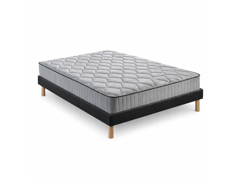 Ensemble sommier tapissier et matelas 160x200 cm - couleur : noir - matelas latex accueil moelleux gregnoir-marie-160x200-noir - Conforama A
