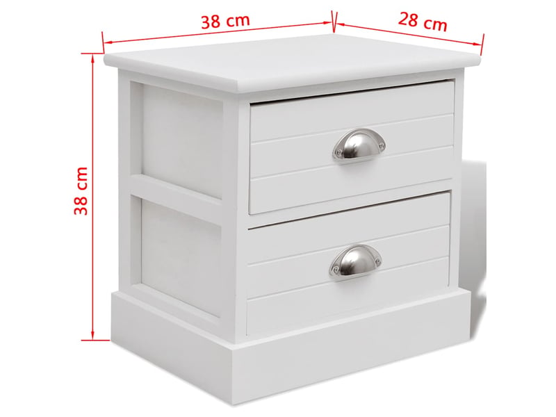  Lot de 2 table de chevet - cabinet de chevet - table de nuit en style français blanc  - Conforama E