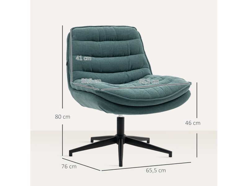  Chaise de bureau sans accoudoirs vert foncé, hauteur réglable et pivotante, idéale pour s'asseoir en tailleur  - Conforama C