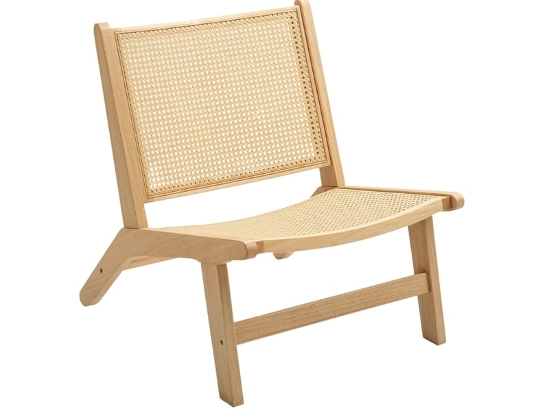  Fauteuil de lecture 64 x 70 x 74 cm – bois naturel – assise large et dossier en rotin, sans accoudoirs  - Conforama B