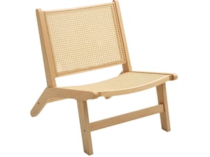 Fauteuil de lecture 64 x 70 x 74 cm – bois naturel – assise large et dossier en rotin, sans accoudoirs