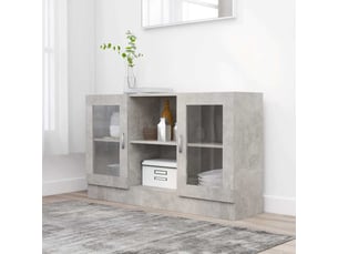 Buffet - armoire à vitrine gris béton 120x30,5x70 cm bois d’ingénierie
