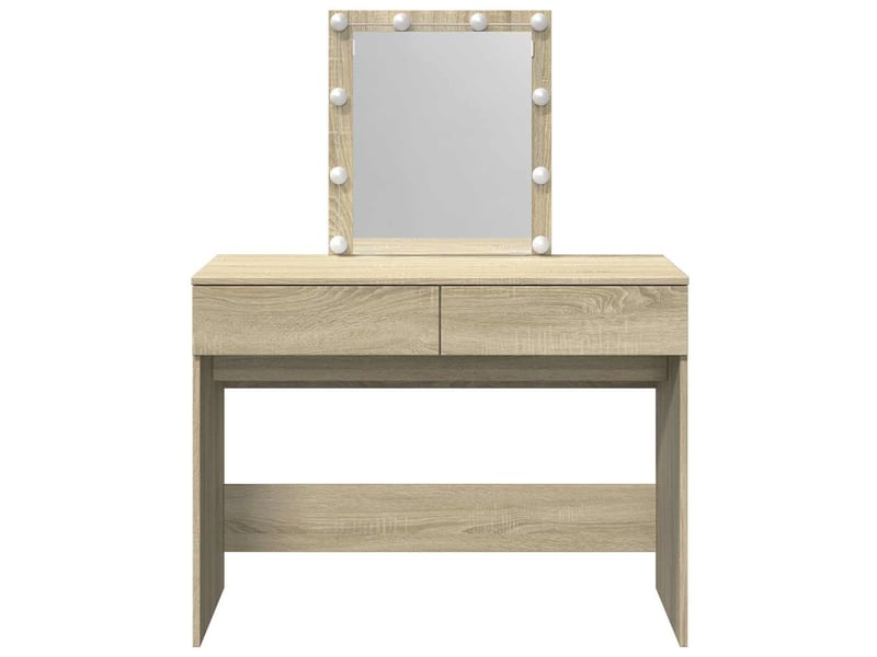  Coiffeuse, table de maquillage avec led chêne sonoma 100x40x130 cm shl96565  - Conforama E