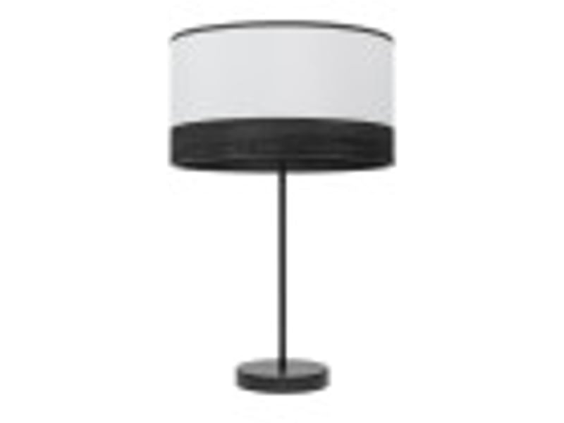  Fabrilamp olga grande lampe à poser noir blanc effet bois noir, abat-jour textile effet bois, 1 x e27, 62 cm 190071109 - Conforama B