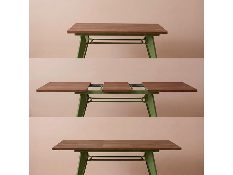  Table à manger extensible 140180cm pieds métal kaki et plateau finition noyer meloe MELOE - Conforama C