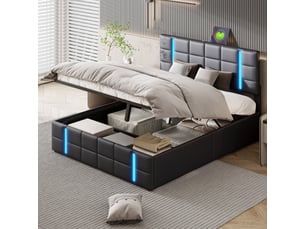 Lit coffre 160x200 cm SANS MARQUE coloris noir