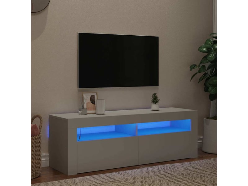  Meuble tv - banc tv - meuble de rangement avec lumières led blanc 120x35x40 cm  - Conforama B