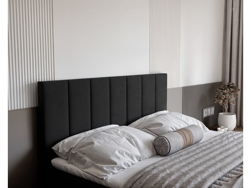  Lit coffre zelto - 180x200 cm - avec matelas et surmatelas - velours doux - noir ZELTO - Conforama D