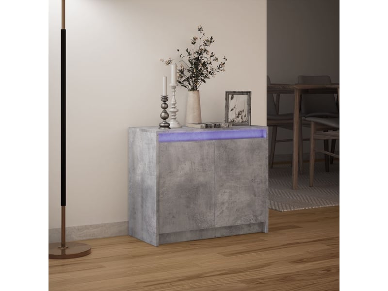  Buffet - bahut - meuble de rangement avec led gris béton 72x34x61 cm bois d'ingénierie  - Conforama E