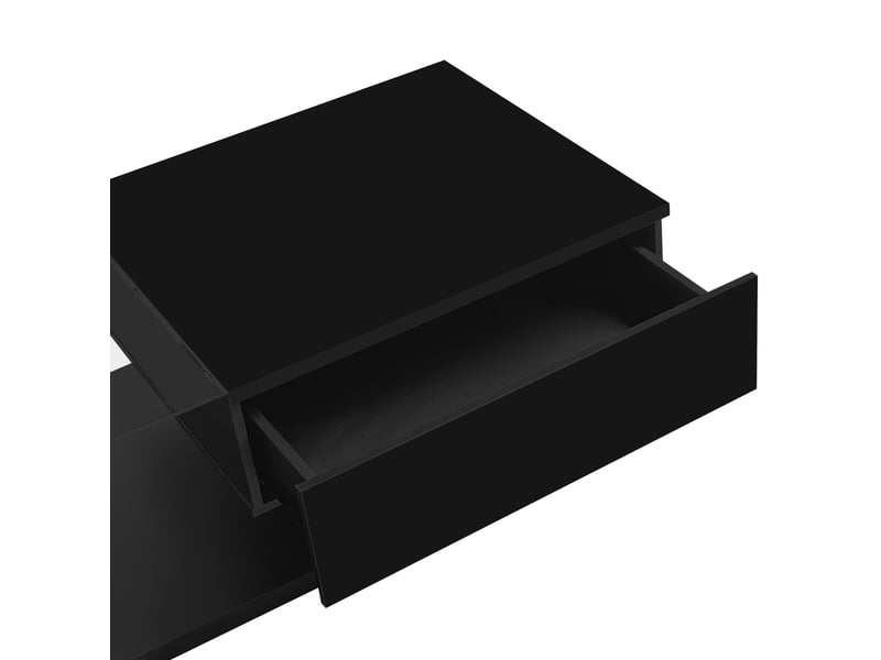  Table basse avec niche de rangement et éclairage led pour salon 105×55×32,5 cm en panneaux de particules noir  - Conforama D