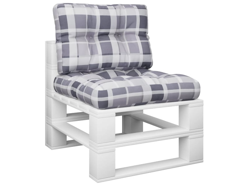  Lot de 2 coussins de palette, coussins de canapé motif à carreaux gris tissu cf59543  - Conforama C