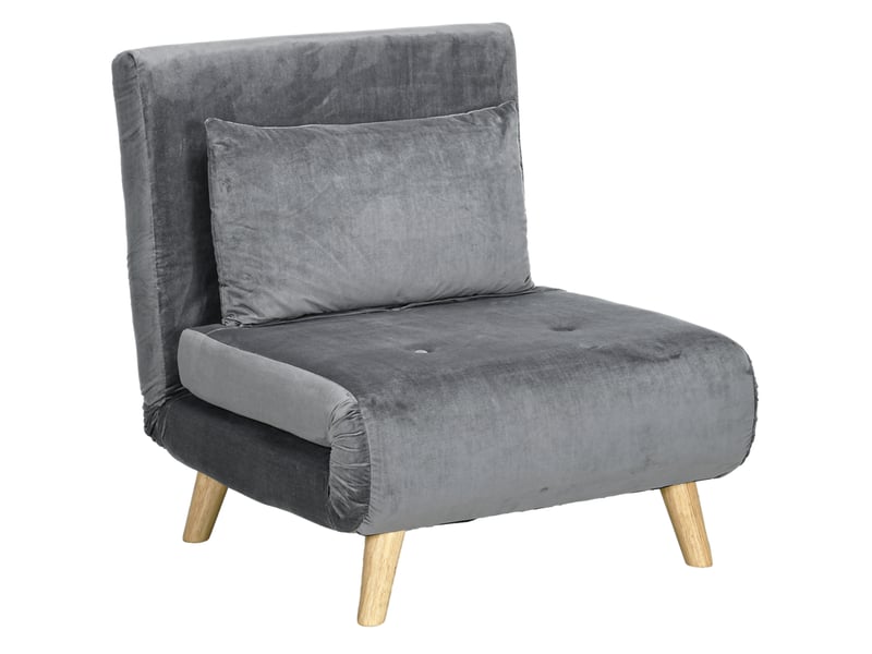  Fauteuil convertible 72x78x79 cm avec dossier réglable, fonction lit, gris  - Conforama A