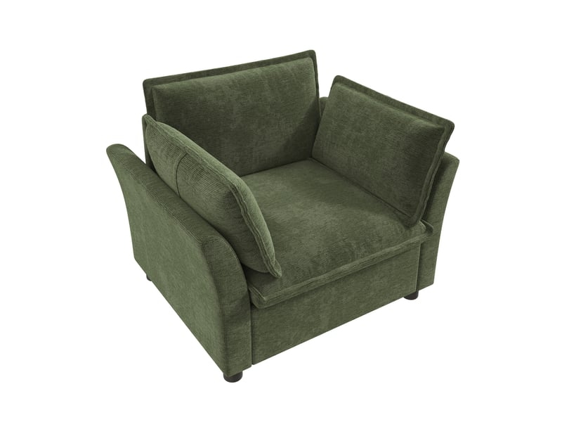Fauteuil relax 1 place 90x81x87 cm avec accoudoirs, dossier et bras rembourrés moelleux, pour salon bureau petit espace, chenille, vert OMNIGLINT TRADING LTD - Conforama A