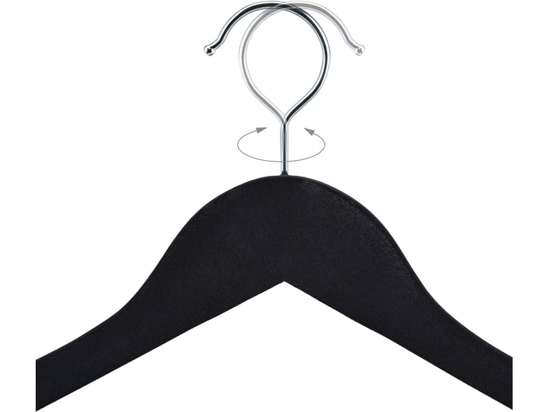  Lot de 10 cintres velours antidérapants pour costumes 23,5 x 45 x 7 cm en bois noir 13_0018226  - Conforama C