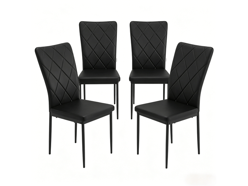  Lot de 4 chaises de salle à manger en similicuir noir  - Conforama A