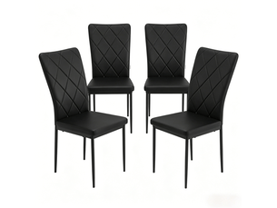Lot de 4 chaises de salle à manger en similicuir noir