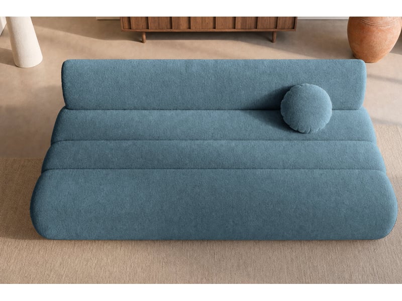  Bordilla - canapé droit convertible tissu chenille 3 places bleu  - Conforama E