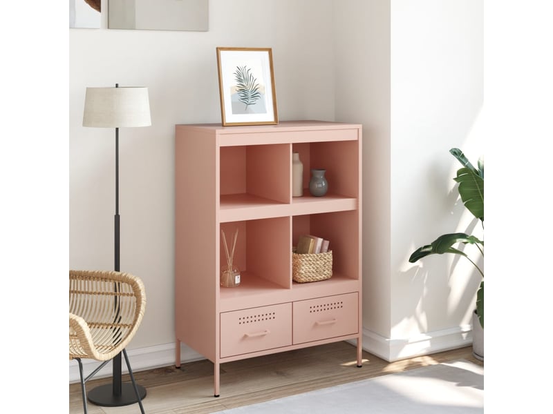  Buffet haut - bahut - meuble de rangement rose 68x39x101,5 cm acier  - Conforama C