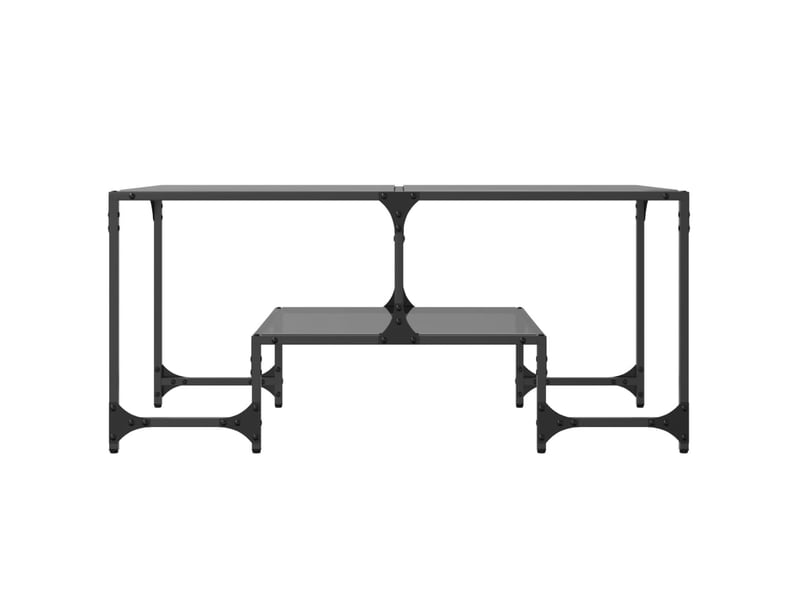  Table basse | table d'appoint salon avec dessus en verre noir 98,5x50x45 cm acier  - Conforama D