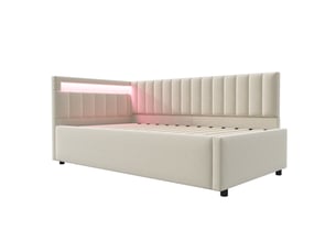 Lit banquette 90x200 cm <strong>ZOVIRA</strong>  <strong></strong> coloris beige
