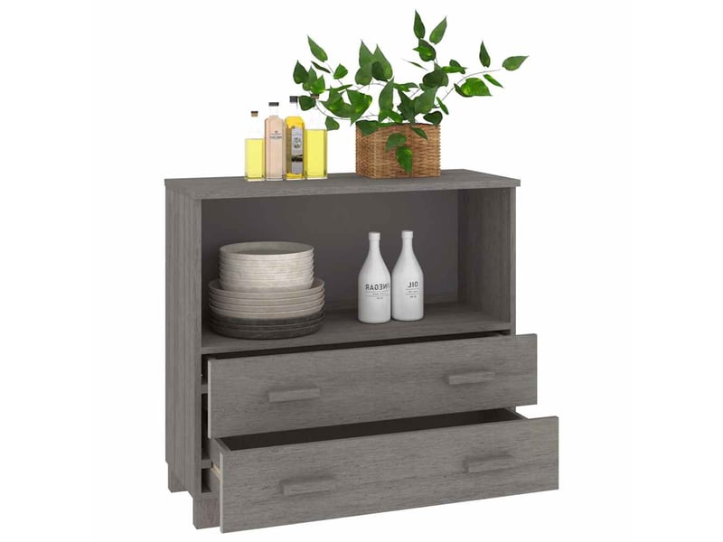  Buffet - bahut - meuble de rangement hamar gris clair 85x35x80 cm bois massif de pin  - Conforama D