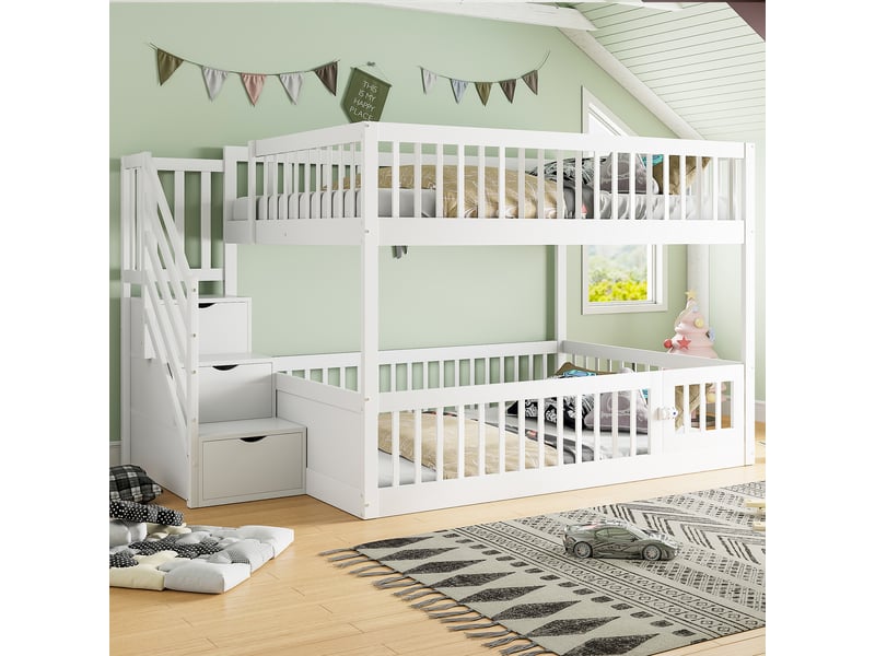  Lit superposé 140x200cm coloris blanc bois massif lit enfant blanc - Conforama D