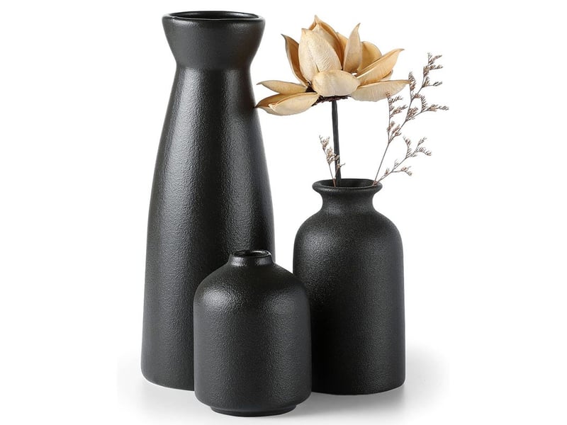  Ceramic vase set - 3 small vase for decoration for wedding table party living office bedroom (noir)  - Conforama A