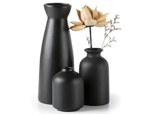Ceramic vase set - 3 small vase for decoration for wedding table party living office bedroom (noir)