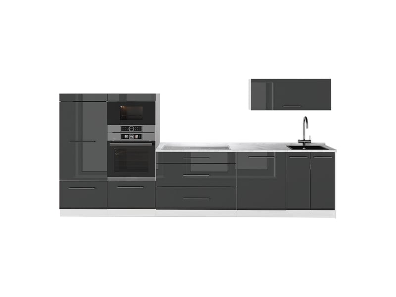  Vicco cuisine, anthracite haute brillanceblanc, 340cm sans pt  - Conforama A